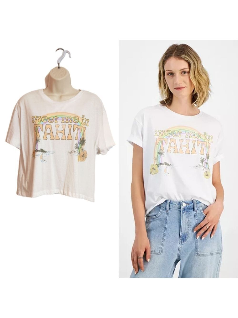 Grayson Threads White 'Meet Me in Tahiti' Relaxed Graphic Tee Large